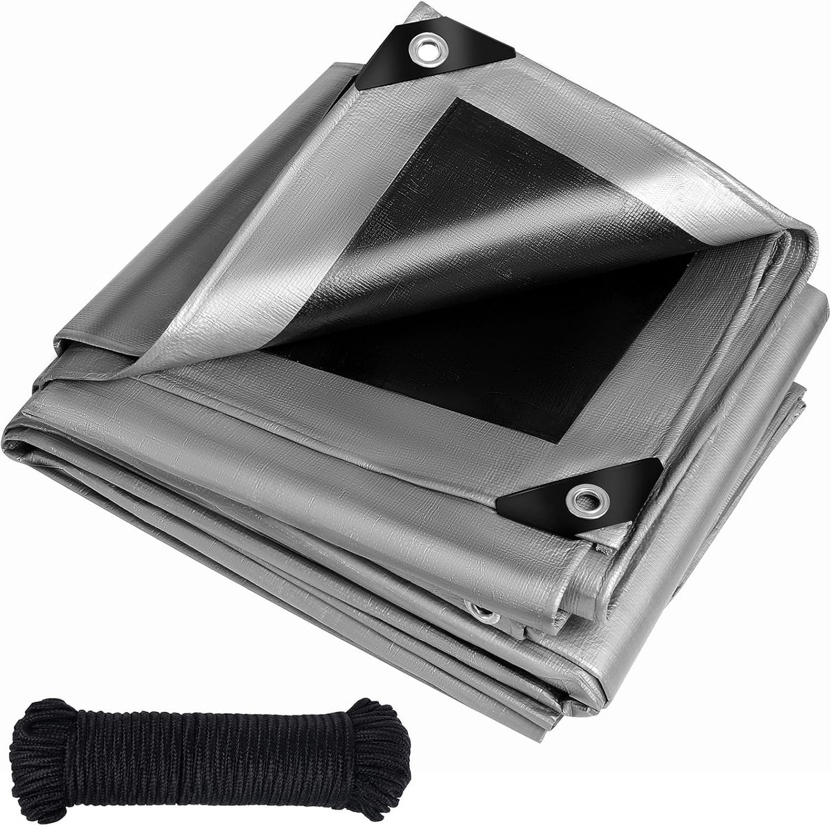 afdekzeil, 3 x 4 m, met ingestanste ringen, 260 g/m², afdekzeil, beschermend zeil, multifunctioneel zeil, scheurvast, duurzaam, uv-gestabiliseerd, tuinmeubelen, trampoline