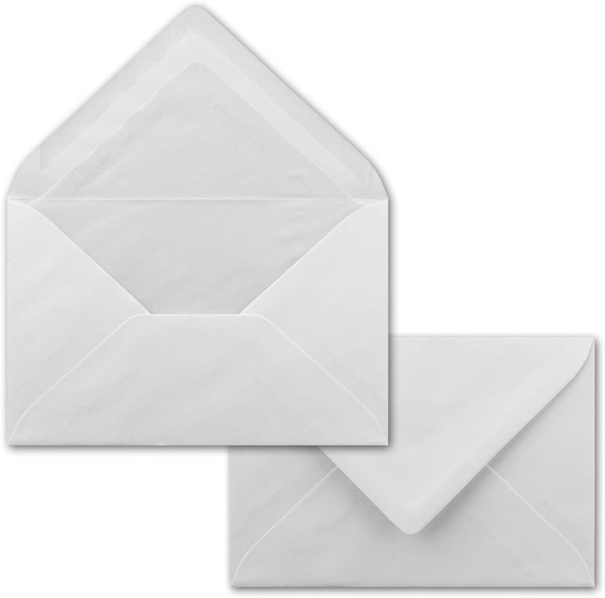 100x enveloppen, wit met zijden voering DIN C6 - 11,2 x 16 cm - met natte lijm, wit 90 g/m², klassieke puntige klep
