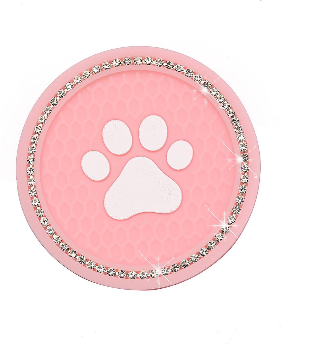 2 stuks bling kristallen autoonderzetters, glitter strass antislip universele bekerhouder blikhouder siliconen anti-slip inzetstuk bekerhouder auto accessoires interieur voor vrouwen, roze