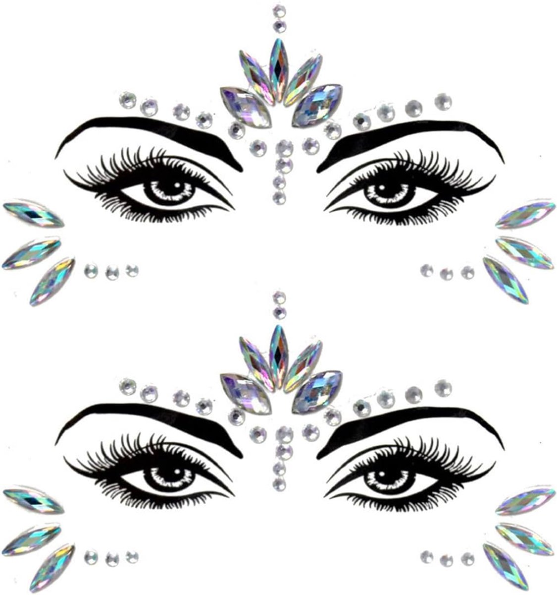 Zeemeermingezicht, edelstenen, borduursels voor vrouwen, Halloween, cosplay, rave party, make-up, cadeau voor kinderen, tijdelijke tatoeages, festival