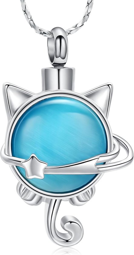 Sieraad voor de as van huisdieren, maansteen, kat, urn halsketting voor as, voor dames en heren, mooi medaillon, aandenken-hanger, cadeau