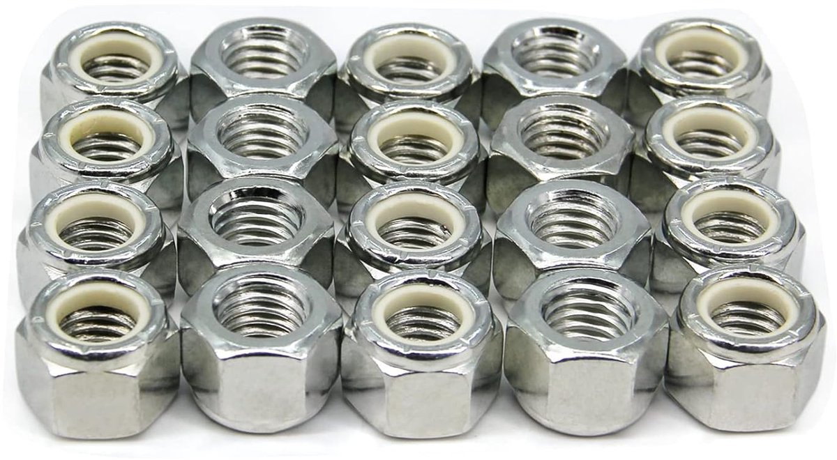 1,27 cm - 13 cm Zeshoekige Verzinkte Koolstofstaal Verzinkte Zilveren Zelfborgende Zeshoekige Locking Moeren, 20 Stks/partij (1/2"-13-20 stuks)