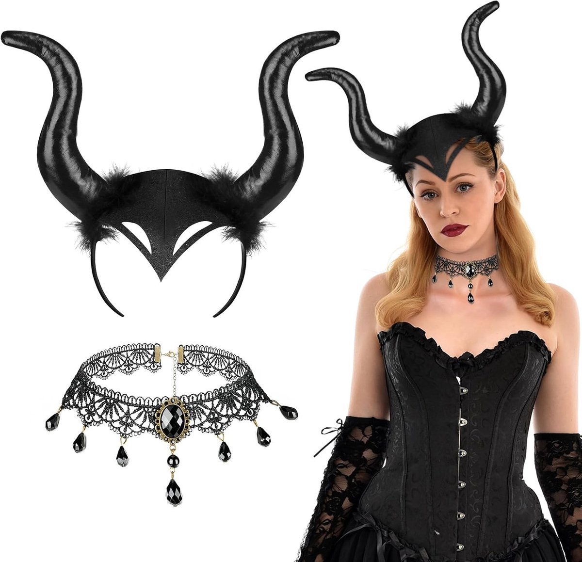 Queen hoofddeksel voor dames, Halloween Dark Evil hoofddeksel, steampunk, gothic, heksenhoofdband voor volwassenen, voor Halloween, cosplay, verkleedaccessoires