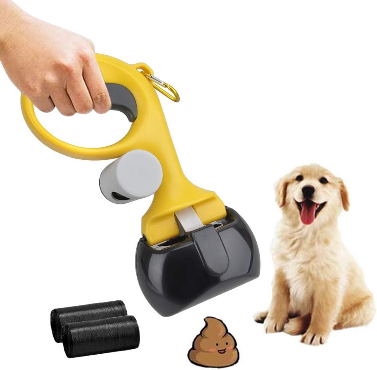 Hondenpoepgrijper, Stevige Hondenschep Hondenpoepschep Met 2 Wielen Vuilniszakken Poepgrijper Hondenpoepgrijper Hondenpoepschep Voor Katten Honden En Katten Outdoor Lawn (Geel)