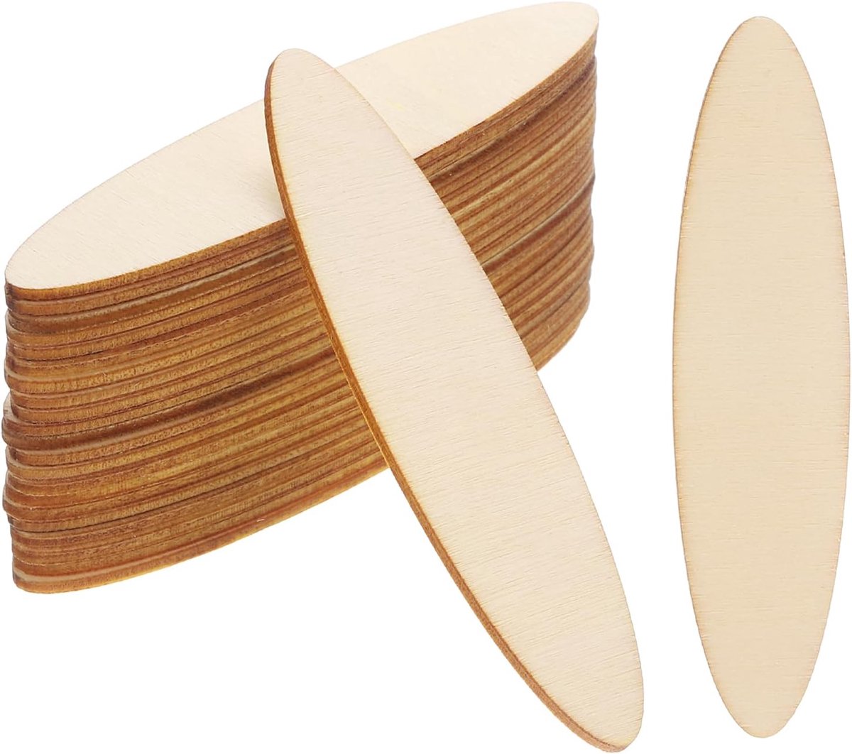 Onafgewerkte Ovale Houten Vormen Blanco Houten Uitsparingen Ornamenten Natuurlijk voor Kerstfeest Craft Projecten