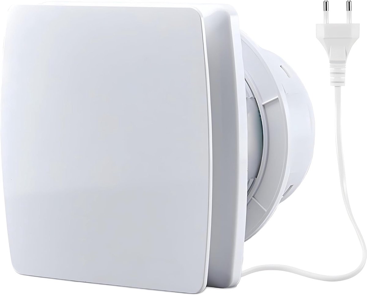 120 mm, keuken, 130 m³/uur, IPX2, stille badkamerventilator, raamventilator met chequeventiel, 1 m, EU-netsnoer voor badkamer, toilet, garage, kantoor, zolder