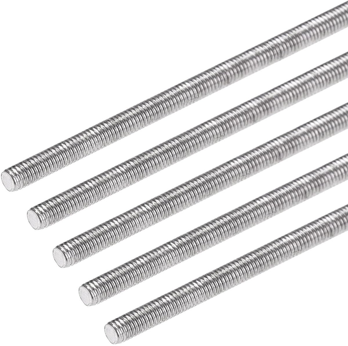 sourcing map 5 stuks M3 x 300 mm schacht volledig schroefdraad 304 roestvrij staal rechterhand schroefdraad