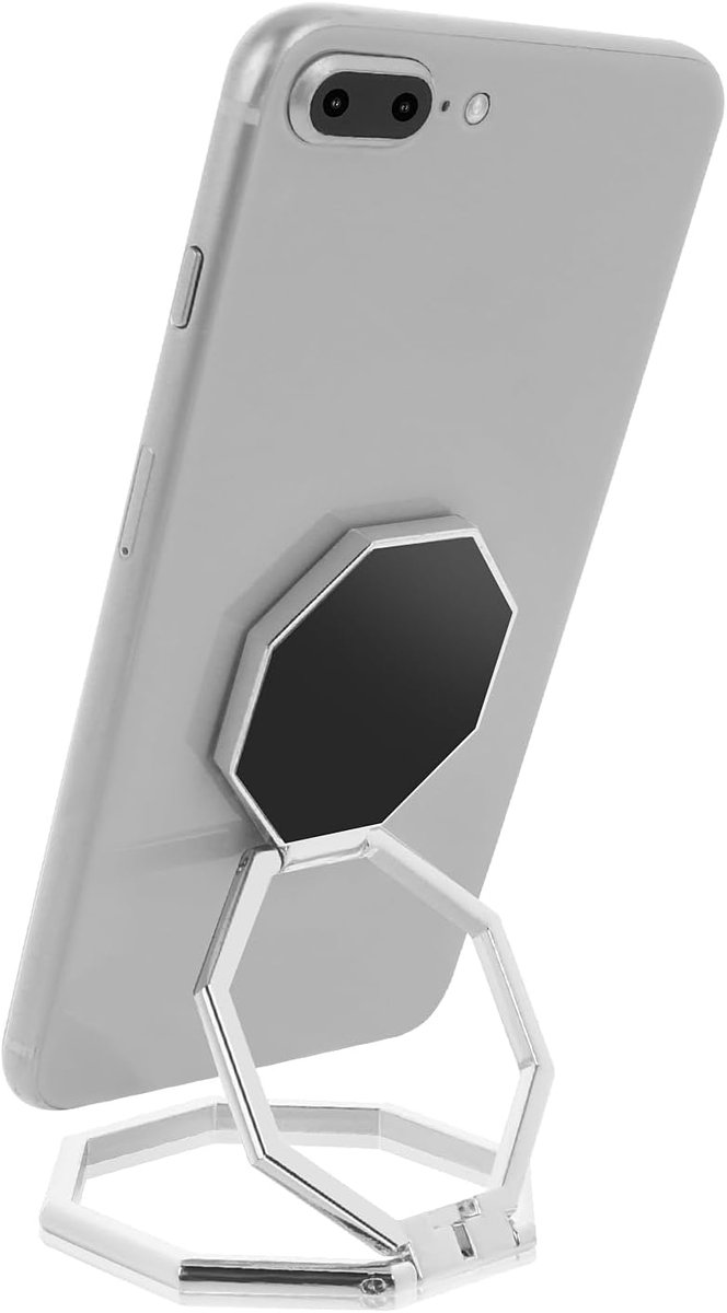 cobee Ringhouder voor mobiele telefoon, 360 graden draaibaar, metaal, opvouwbaar, verstelbaar, compatibel met de meeste smartphones (zilver)