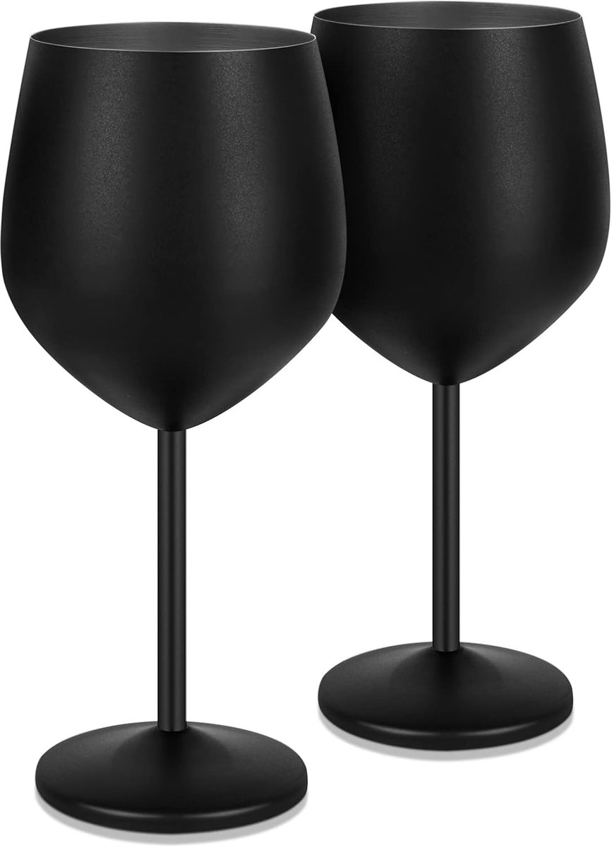 Set van 6 roestvrijstalen cocktailglazen, rode wijnglazen met voet, onbreekbare wijnglazen, champagneglazen van 550 ml 18 oz, set champagneglazen voor feesten, picknicks