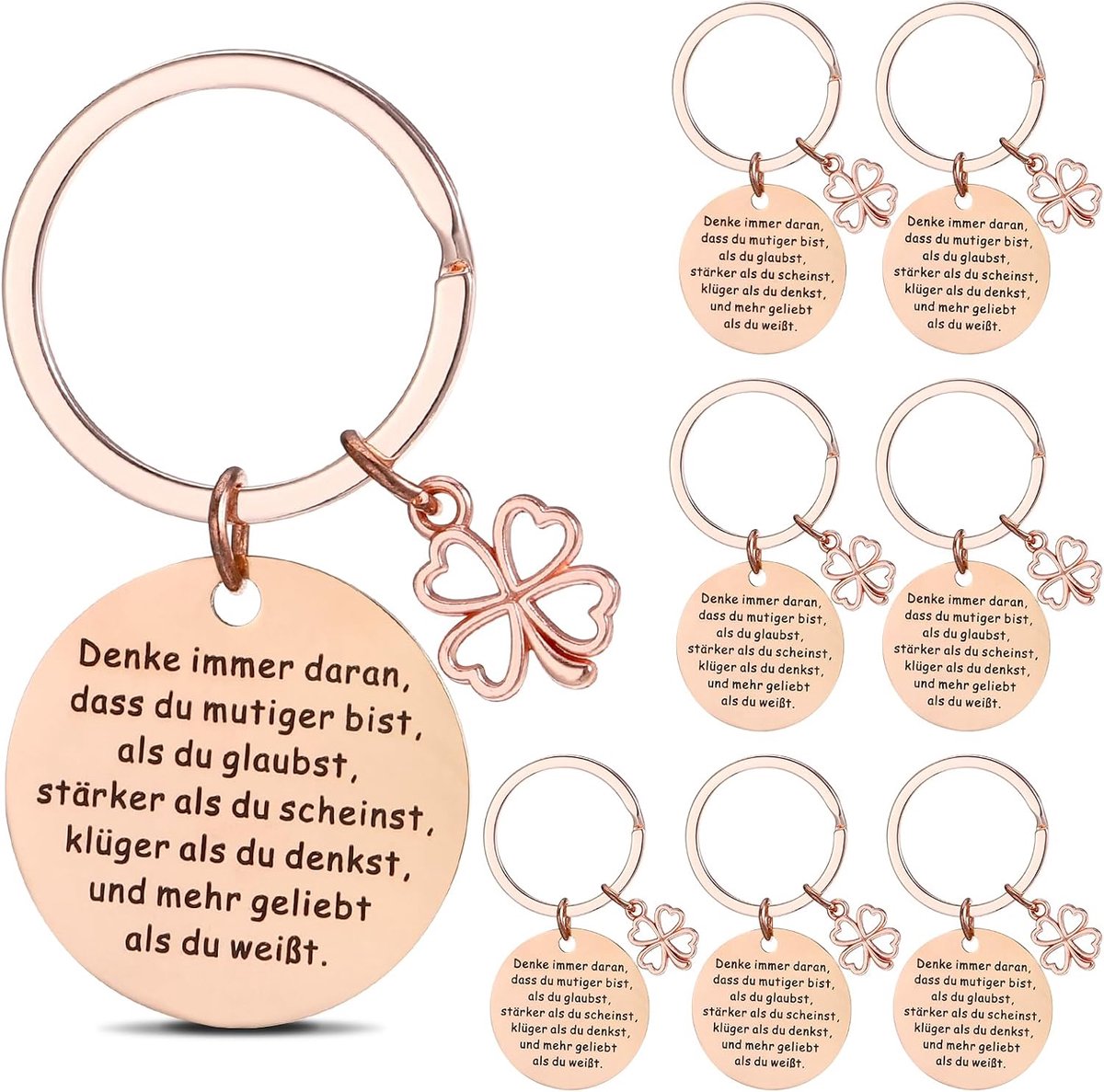 8/16 stuks geluksbrenger sleutelhanger, dank je cadeaus, motivatiegeschenken, moedmaker cadeau, opvrolijkend cadeau voor vrouwen, vriendin, collega's, verjaardag, kerstcadeaus, Roségoud, Eén