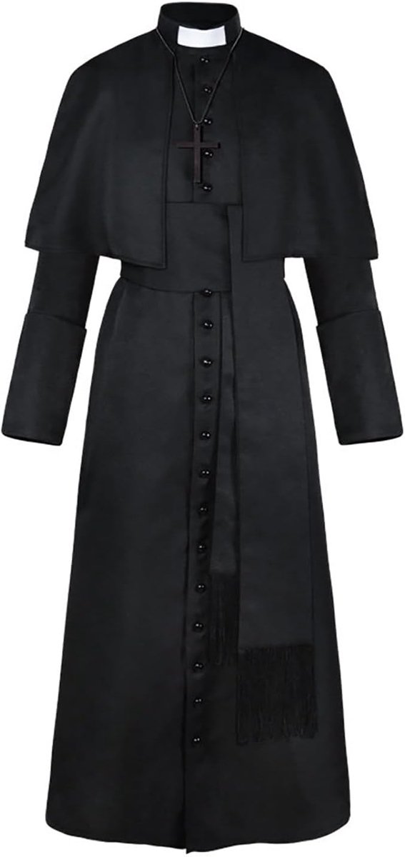 Tuniekkostuum, middeleeuwse monnik, priester, renaissance, cosplay, volledige set, Halloween, cosplay voor volwassenen, heren