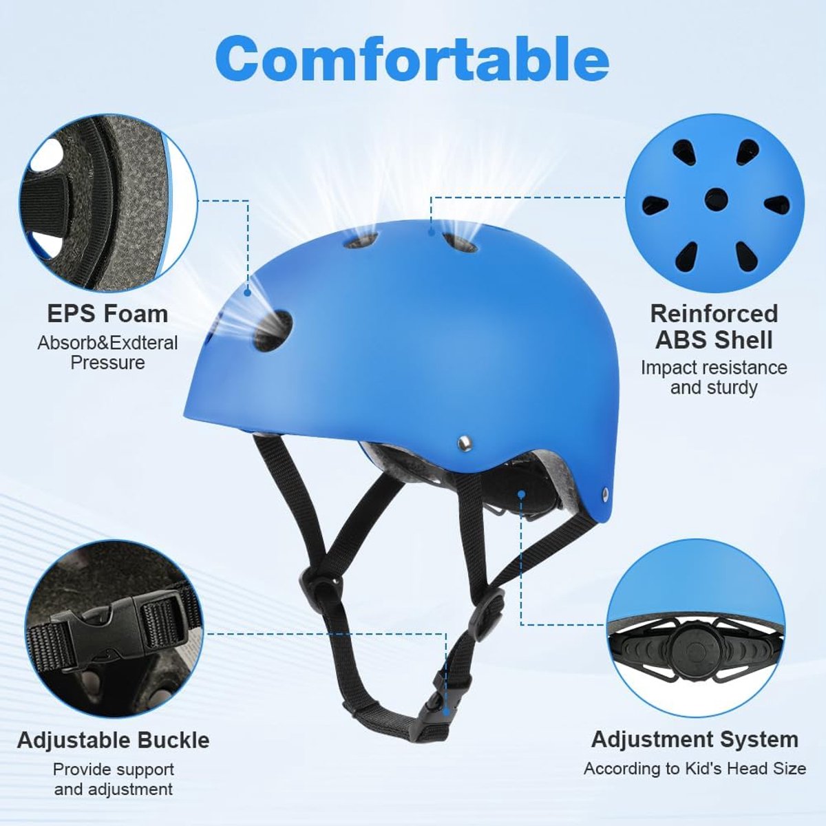 flintronic Kniebeschermers voor kinderen, elleboogbeschermers, polsbeschermers, 6-in-1 beschermende uitrustingset, comfortabele en eenvoudig te installeren scooter, skateboard, fiets