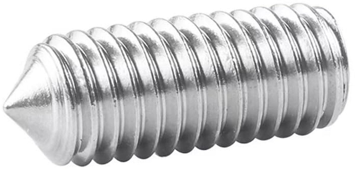 madeschroeven, roestvrij staal, schroefdraadpennen met kegelpunt en binnenzeskant, machineschroeven, M6 x 8 mm (20 stuks)