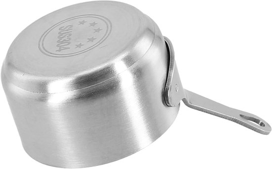 100 ml pot jus roestvrij staal kleine steelpan melkpot jus pot mini saus pan multifunctionele anti-stick lange steel pot voor het verwarmen van melk kokende eieren sudderen soepen kookpotten (zilver
