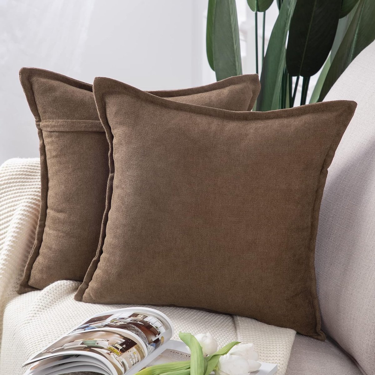 Kussenslopen zacht decoratief kussenhoes voor sofa slaapkamer kussensloop 40x40 cm Bruin