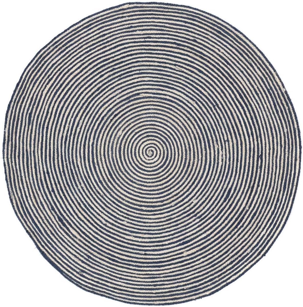 Maronti Vloerkleed, Ø 150 cm, Blauw | Moderne, Rond, Laagpolig, Alleen chemisch reinigen, Hal