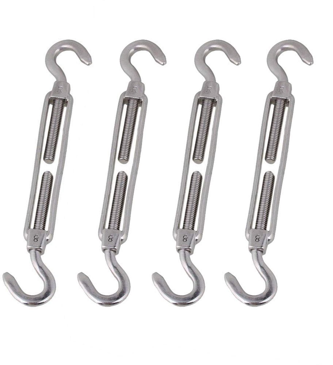 4 stks M8 Rvs 304 Haak & Haak Turnbuckle Wire Touw, Sterke Spanning Hardware Kit voor Wire Rope Spanning Heavy Duty