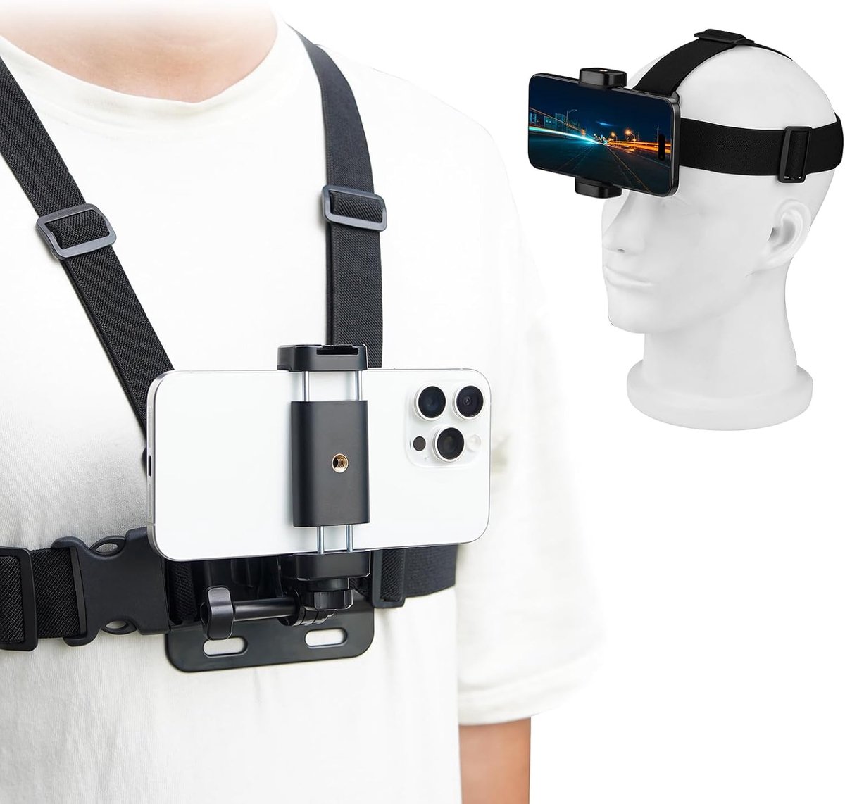 POV Telefoon en Camera Mount voor iPhone, Opname Vlog Harnas en Clip Kit voor GoPro, DJI Osmo Pocket, Insta360 X5/4/3, en Samsung Accessoires