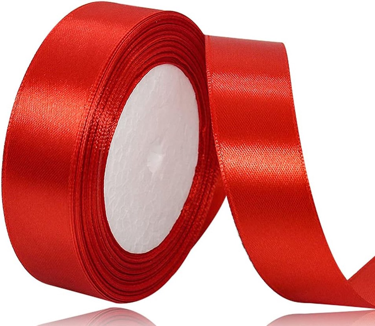 lint rood 25 mm, 22 meter decoratief cadeaulint, breed lint, stoffen lint voor bruiloft, doop en verjaardagsgeschenken