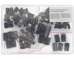 9 totaalwaarden, 127 stuks, 400 V, DIP-kit, elektrolytische condensator 1uF, 2,2uF, 3,3uF, 4,7uF, 10uF, 22uF, 33uF, 47uF, 100uF