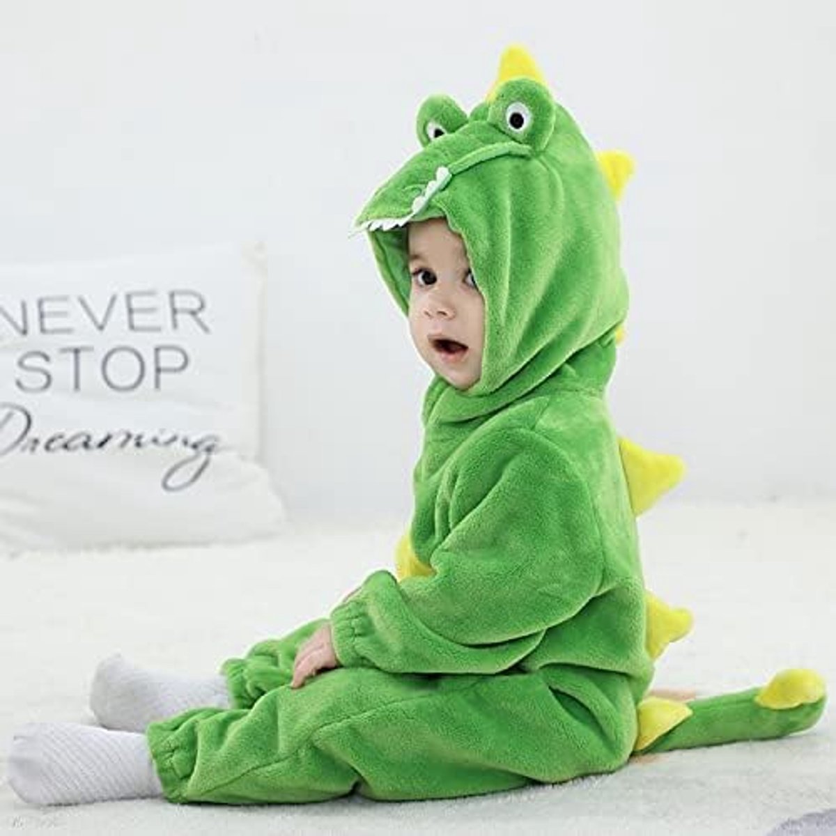 Krokodillenkostuum kinderen, alligatorjumpsuit voor peuters met capuchon, Mardi Gras-carnavalskostuums