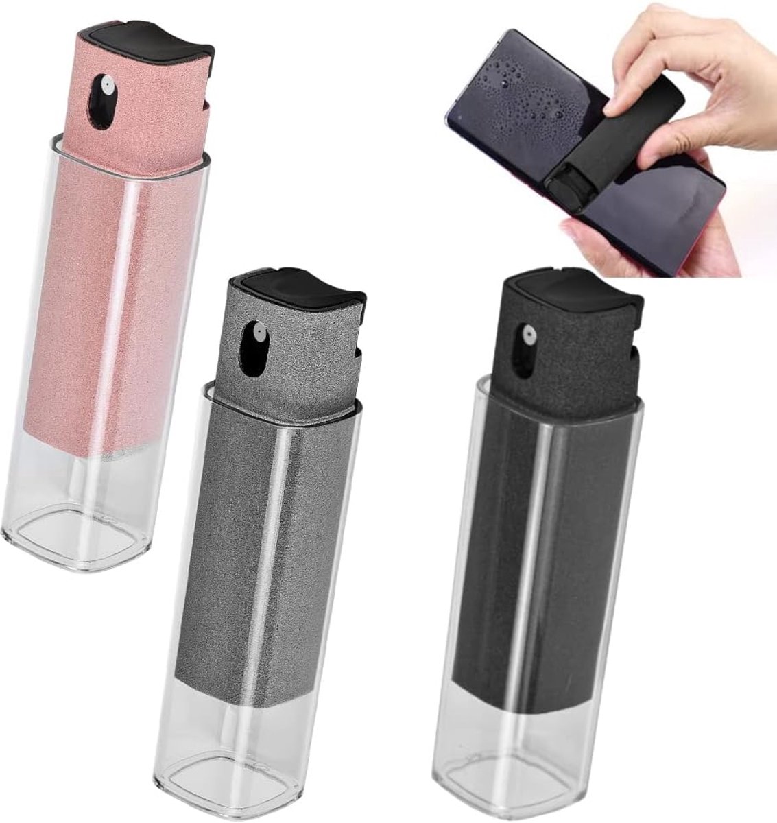 Schermreiniger, 3 stuks, all-in-one schermreiniging, spuitfles, touchscreen-reiniger, displayreiniger, spray voor telefoons, laptops, tablets, monitoren en autoschermen