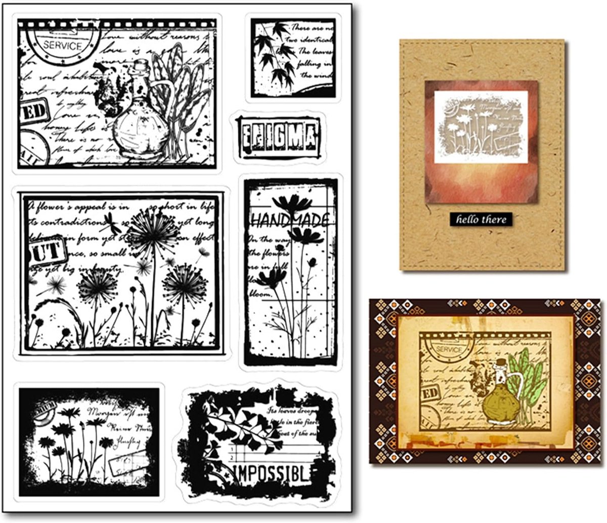 Stijl Danlione Silhouet Heldere Stempels voor Kaart Maken of Journaling Bloem Silhouet Daisy Esdoorn Bladeren met Tekst Rubber Stempels voor Scrapbooking Papier Knutselen Decor