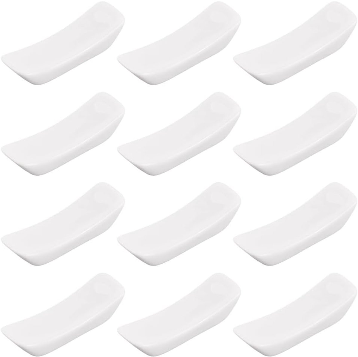 12 Stuks Witte Keramische Eetstokhouder Kussen Vorkvormige Chopstic Rest Japanse Stijl Porselein Eetstokstandaard Voor Chinees Voedsel Restraurant Hotel Creatieve Lepel Vork Stand Tafelblad