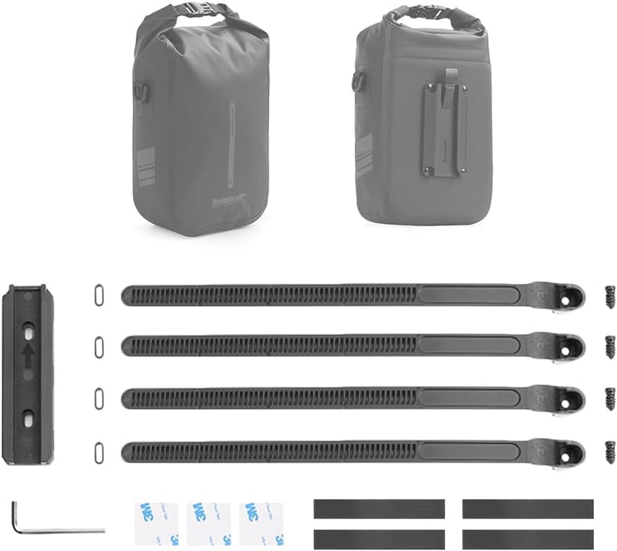 Accessoires voor fietstassen en bagagedragers, met snelsluiting