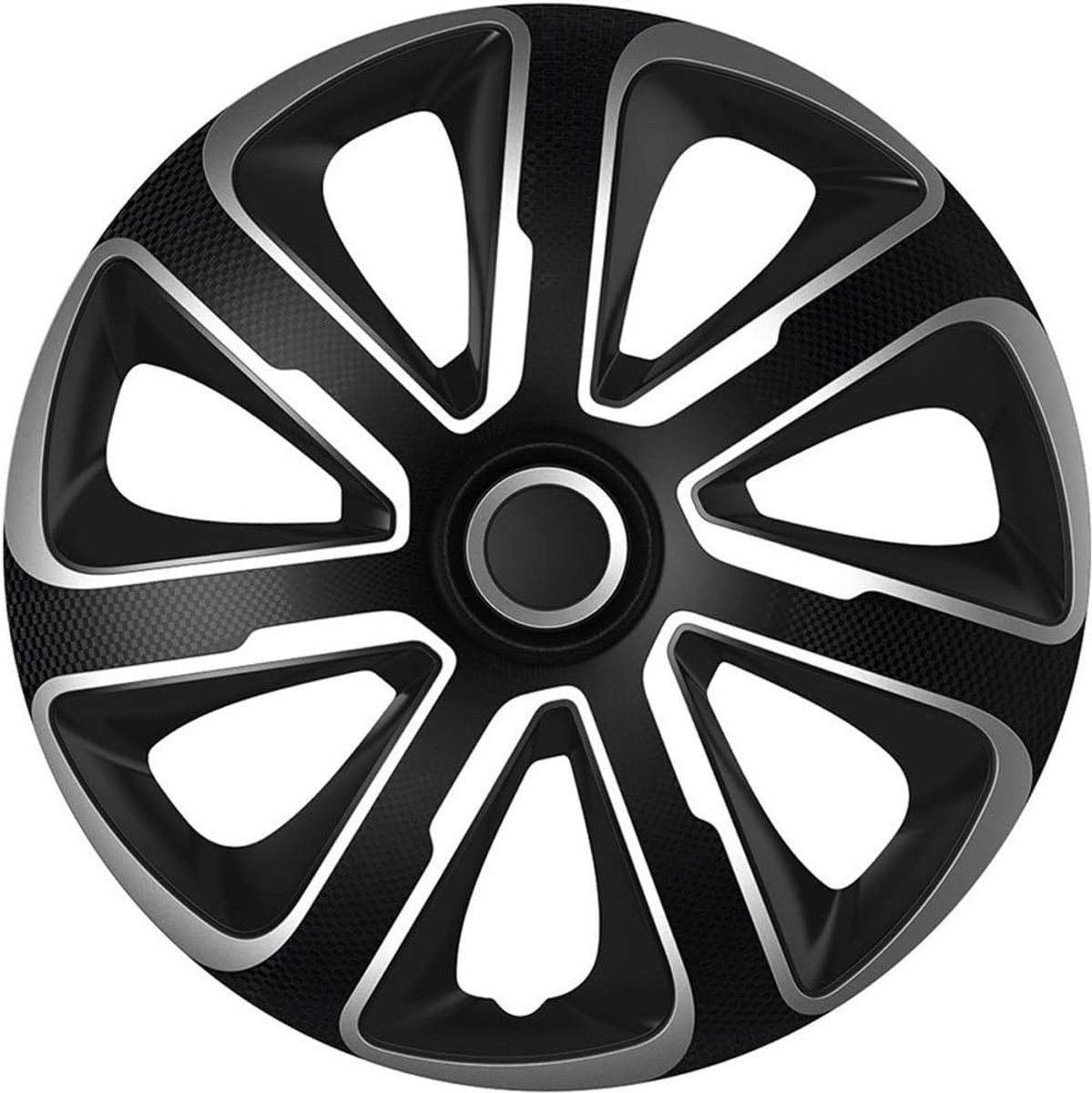 Wieldoppenset Livorno 14-inch zilver/zwart carbon-look