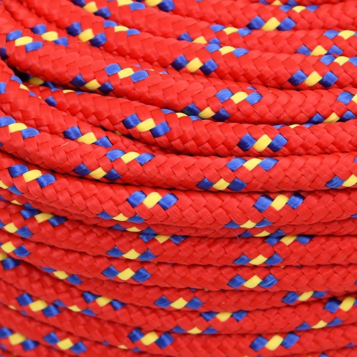 Touw, ankerlijn, aanmeerlijn, touw, gevlochten lijn, tuintouw, outdoortouw, multifunctioneel touw voor bootsport zeilen, polyester, rood, 10 mm, 25 m, polypropyleen
