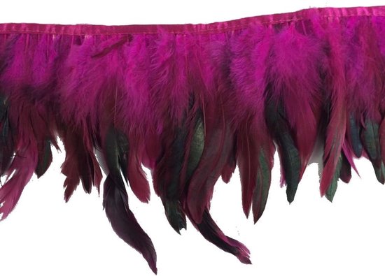 Veerboord met franjes, 12,7-17,8 cm breed, ca. 4,5 meter fuchsia — afbeelding 2