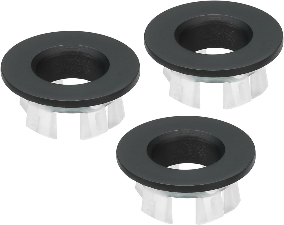 Overloopring, 3 stuks gootsteen, ronde afdekking, wastafelbekleding, messing inzetstuk in gat, ronde doppen voor keuken, badkamer, zwart