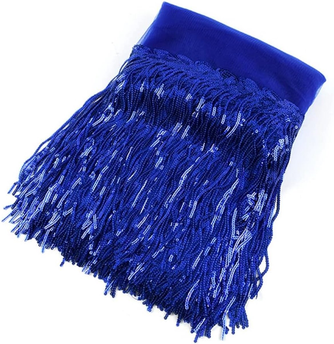 5 yard × 20 cm pailletten kwastjes gesneden pailletten franjes gesneden franjes glitter franje pailletten dansfranjes pailletten franjes rok voor kostuum naaien knutselen koningsblauw