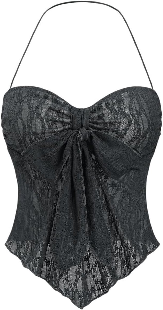 Y2K Crop Top voor dames, asymmetrisch bovenstuk, transparante zomertop