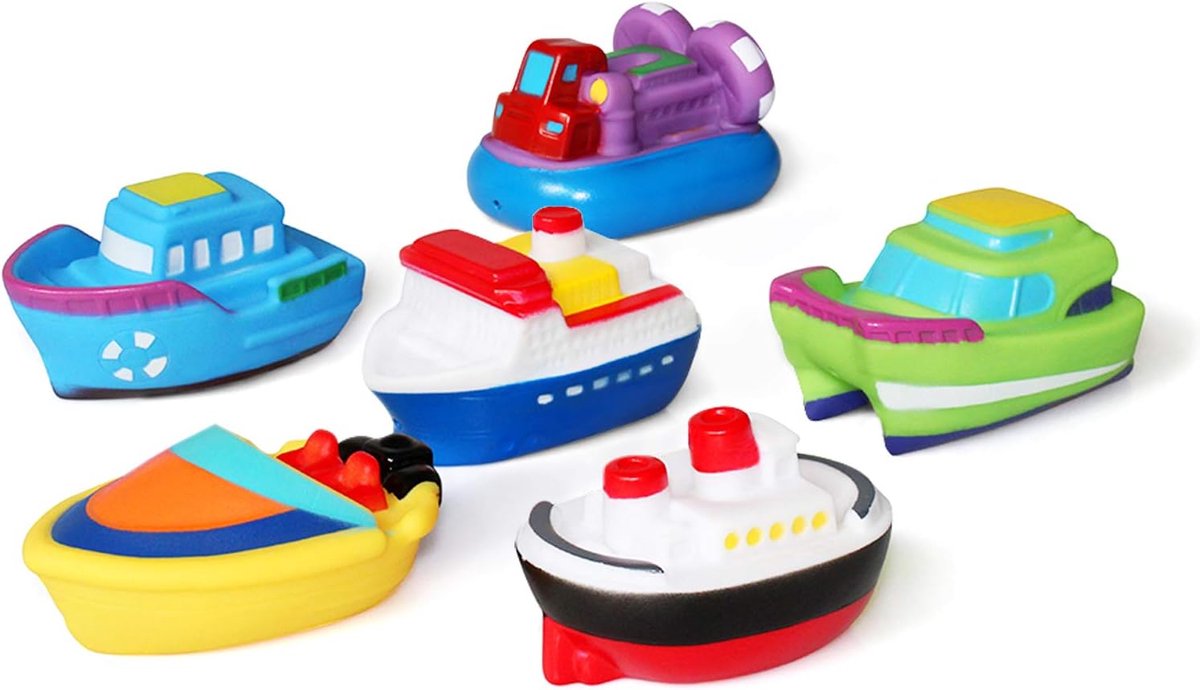 Badspeelgoed drijvend bad boot speelgoed (6 stuks), Baby zacht rubber bad tijd speelgoed, bad leren bad speelgoed en zacht bad speelgoed voor peuters