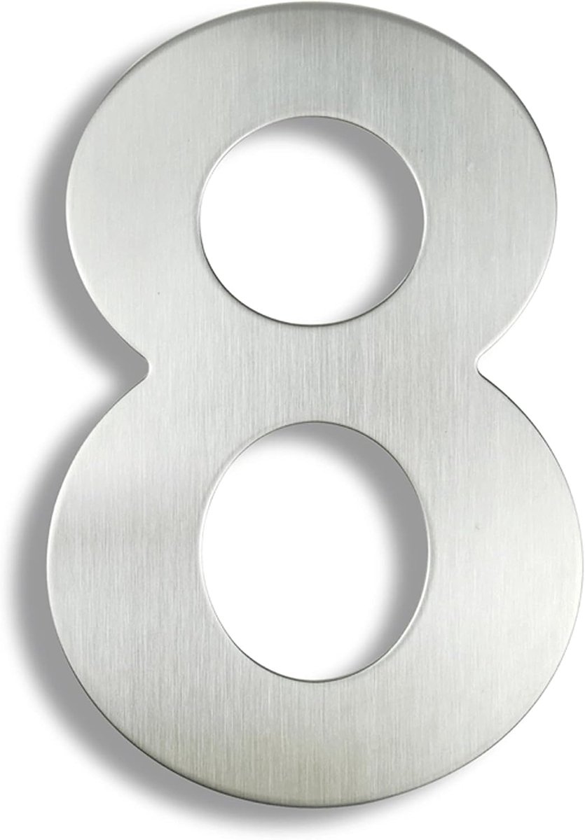 Modern huisnummer geborsteld roestvrij staal Stijlvolle deur Alfabet Plaque Street Home Decor (8, 6 inch zilver)