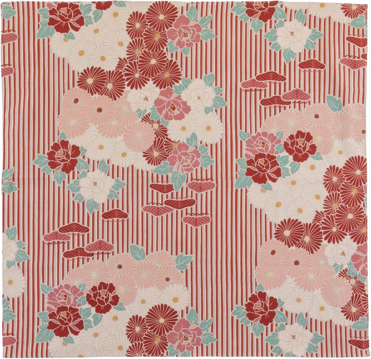 Furoshiki Inpakdoek Tas (Retro Bloem Rood) Medium Size 27,56 inch (70 cm), Gemaakt in Japan 100% Katoen Japanse Kimono Desigh Gift Wrap Tapestry Tas Doek
