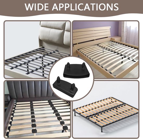 24 Stuks Zijkant Bedplaat Beugel, 12 Stuks Zwart Midden Bedplaat Bedframe, Eenvoudig te Installeren en te Gebruiken, Universeel Vervang de Bedbordbeugel voor Eenpersoons Tweepersoonsbed — afbeelding 5