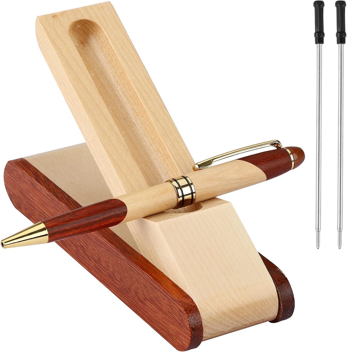 Balpen, cadeau, volledig houten balpenset met mooie houten doos, relatiegeschenken + 2 vullingen