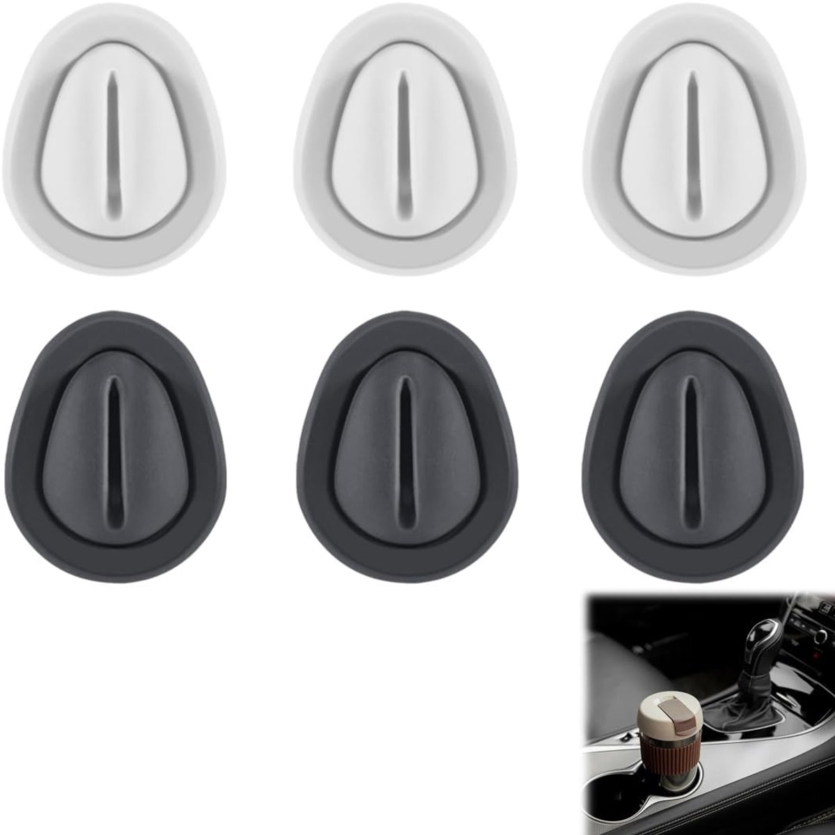 zelfklevend, anti-shake auto-onderzetters, flessenstabilisatoren, universele auto-interieuraccessoires voor auto, vrachtwagen, SUV, 6 stuks, zwart + wit