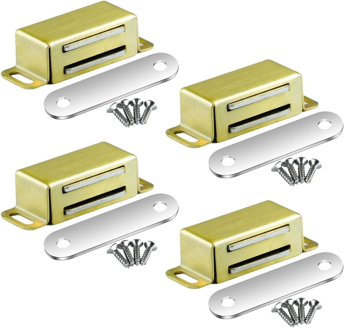 Magneetsluiting Deurmagneten voor kastdeuren, sterke 8kg magneetvergrendelingen roestvrij staal ladenmagneet deursluiter, magneet voor meubels en balkondeuren - Goud (4 stuks)
