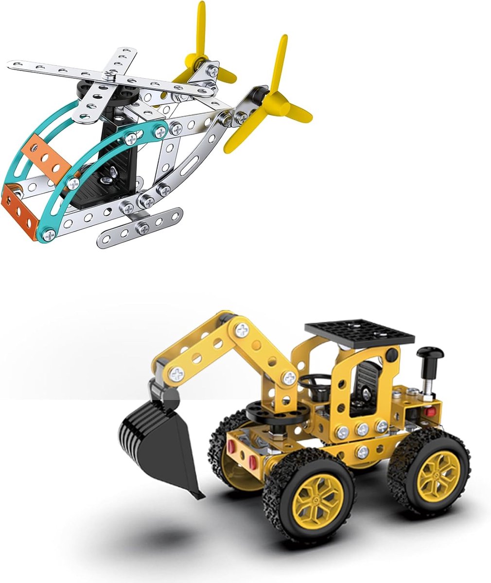 Staaf Montage Metalen 3D Puzzel Graafmachine en Vliegtuig Model Auto Bouwpakket Speelgoed Ouder-Kind Interactie Bouwsets Geschenken voor