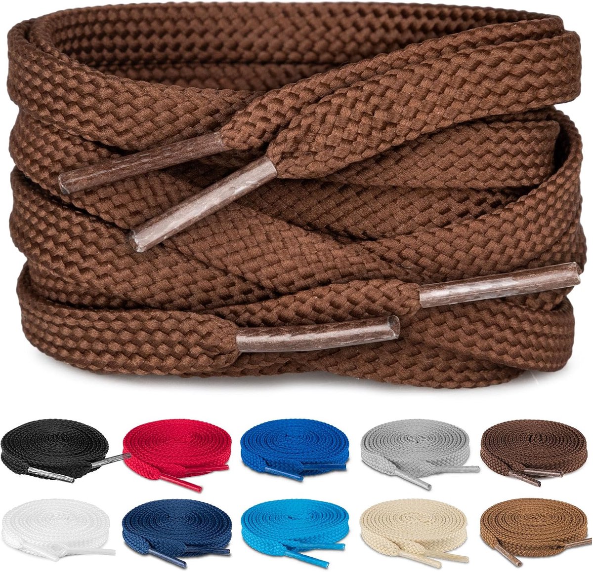 2 paar platte veters 8 mm voor schoenen
