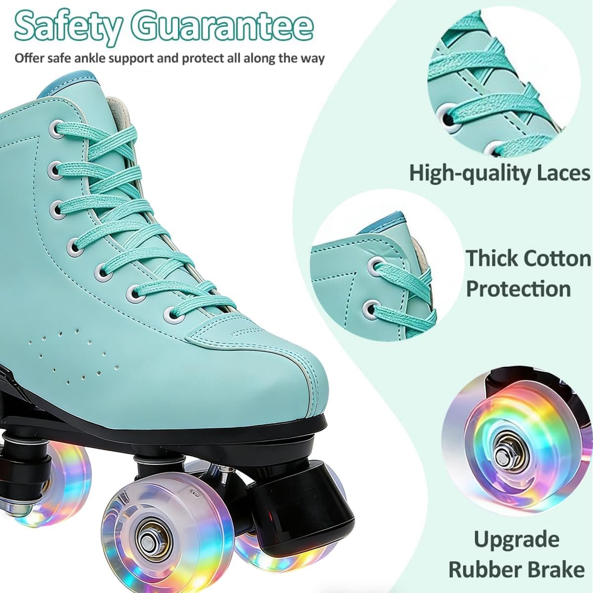 Rolschaatsen met 4 wielen parallelle skates met lichtgevende wielen klassieke high-top rolschaatsen voor volwassenen meisjes kinderen beginners