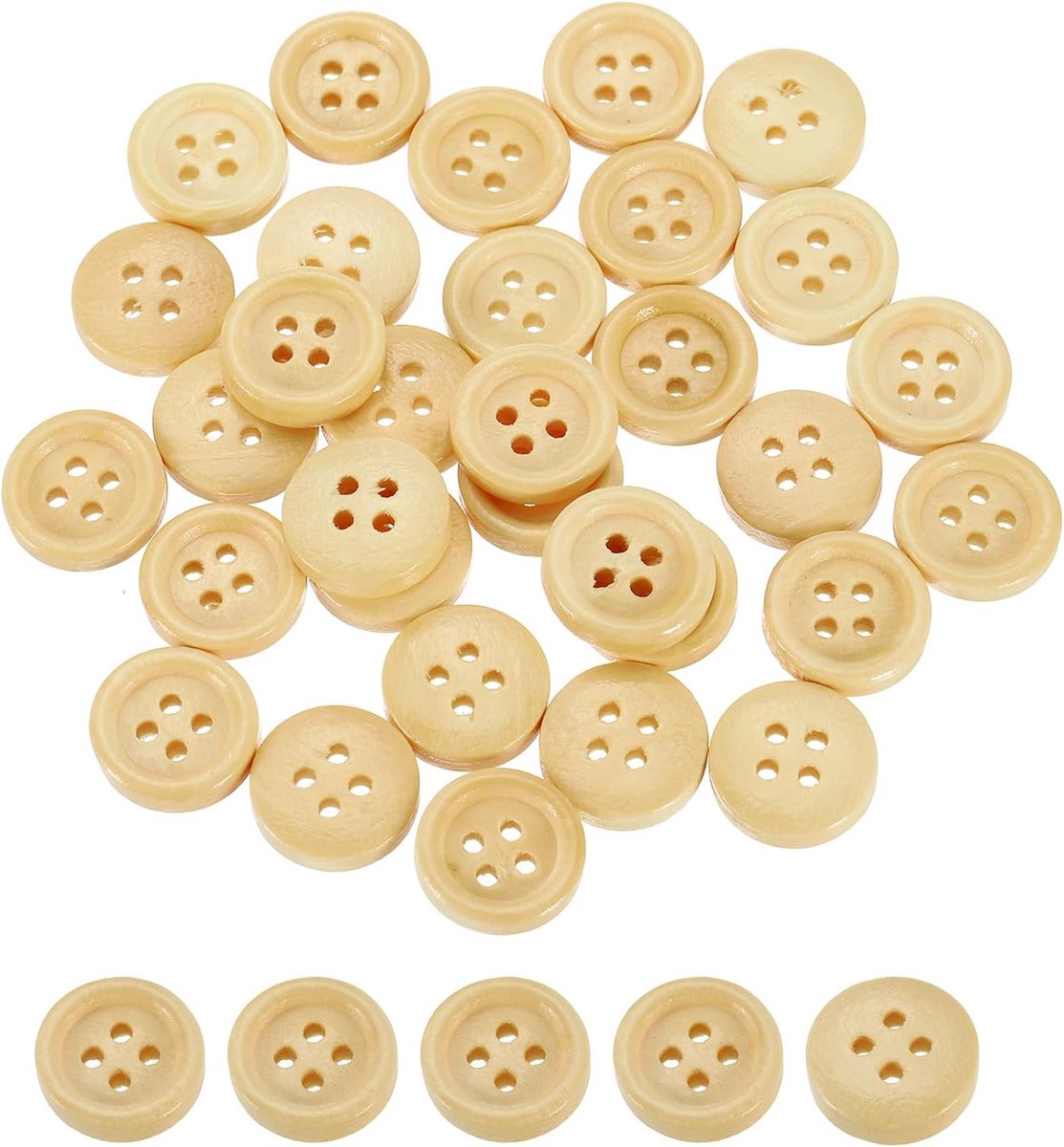 Knopen, 12,5 mm (1/2") 4-gats ronde houten knopen voor naaien, knoop, handwerk flatback voor naaien DIY handwerk kleding, natuurlijk hout