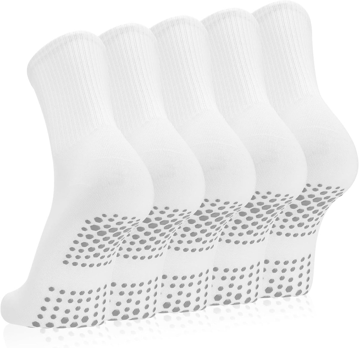 Sokken voor dames, wit, yoga- en pilatessokken voor dames, antislip, ademend, voor ballet, dans, fitness (37-41), Wit, 37 EU