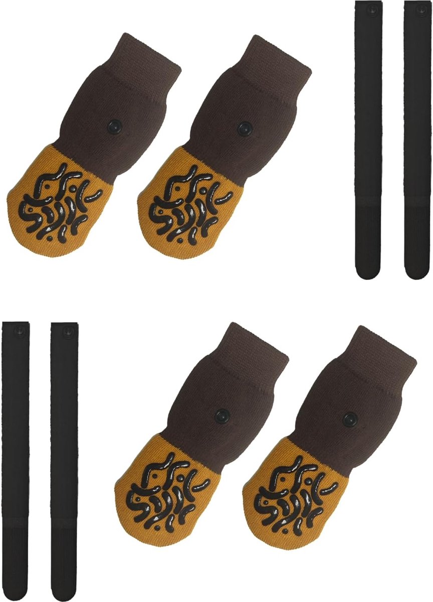 Set van 4 hondensokken, antislip, textielbescherming en accessoires voor honden, verstelbaar, voor binnen en buiten