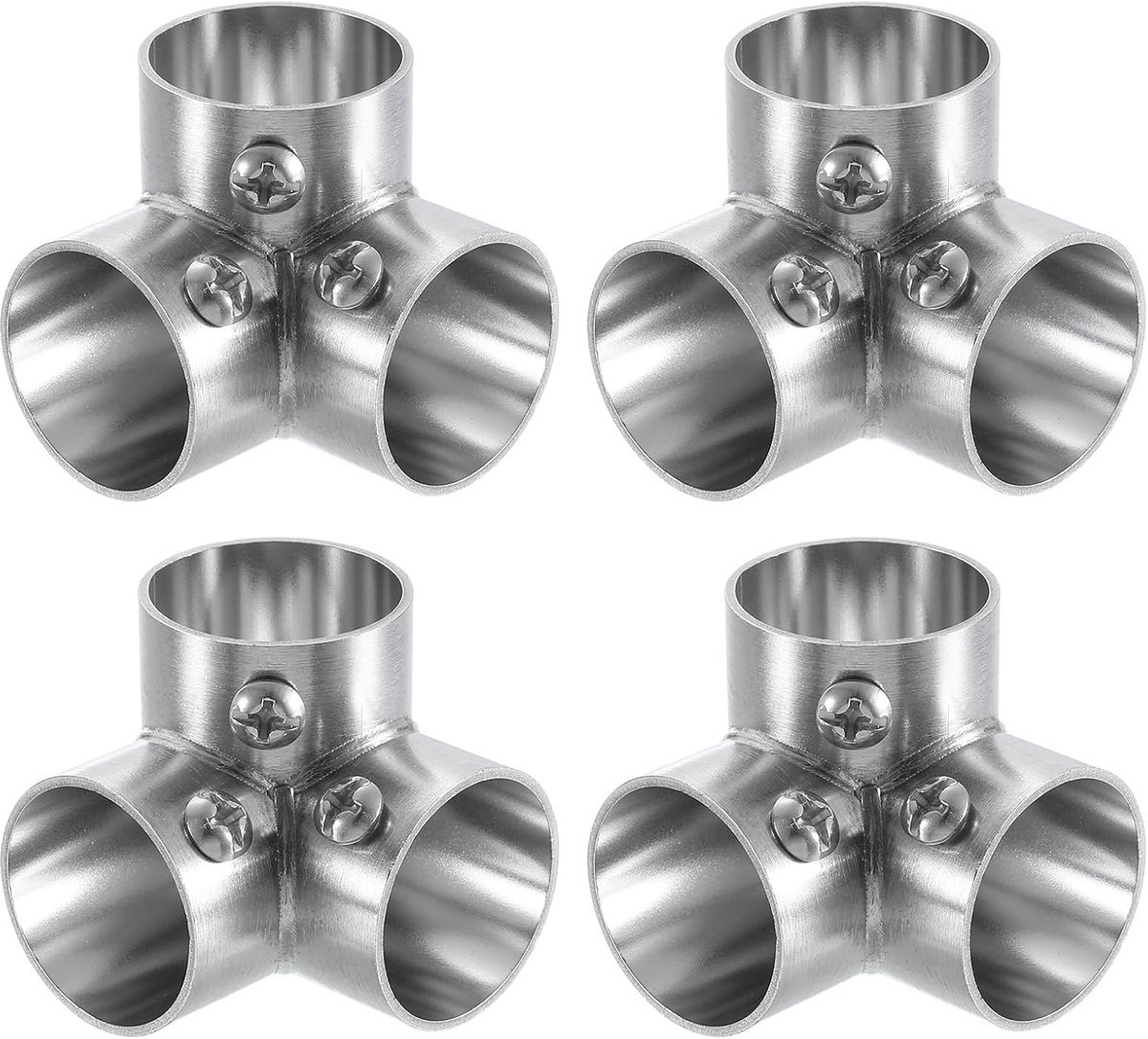 4 stuks 90 graden elleboog, 3-weg slangverbinder, geschikt voor 1 inch (25 mm) OD-buis van roestvrij staal, structuurverbinders voor buizen, hekklemmen, kettingschakels