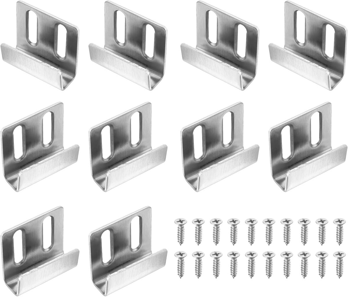 10 stuks roestvrijstalen tegelhangers, verstelbare tegelophanging, wandmontagehaak, montagehoek voor spiegel, fotolijst, zilver (binnenbreedte 10 mm)